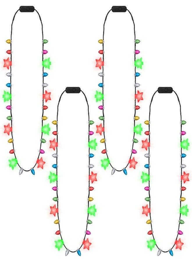 Traplace 4 PCS Christmas Light Up Necklaces, 8 LED Bulbs Light Up Christmas Necklace, 3 Modes Colorful Xmas Party Supplies for Women, Xmas Decor for Ugly Sweater Holiday Party Festive Gifts - Image 1